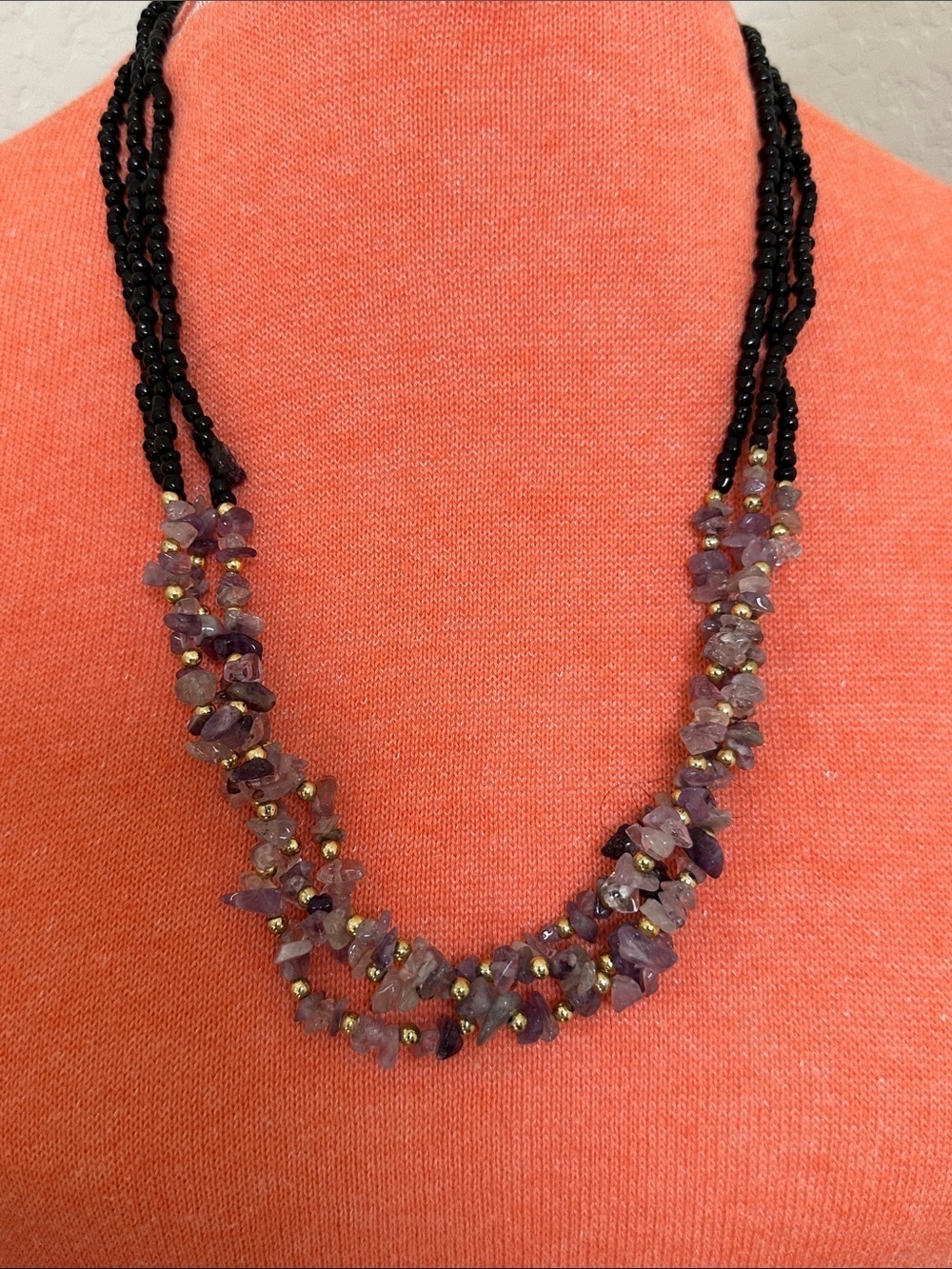 Onyx And Amethyst Necklace View 3